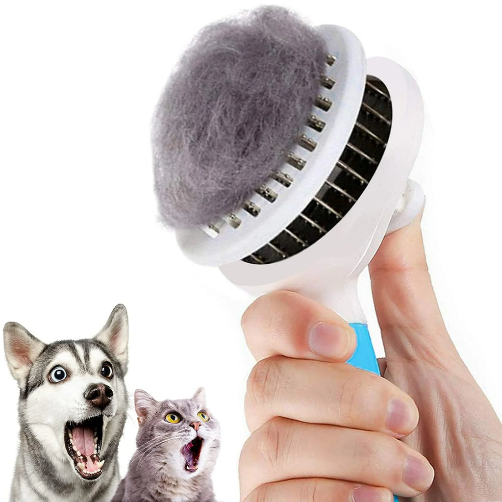 Cat and Dog Brush, Self Cleaning Deshedding Tool for Undercoat, Mats, Knots, Flakes - All Hair Lengths