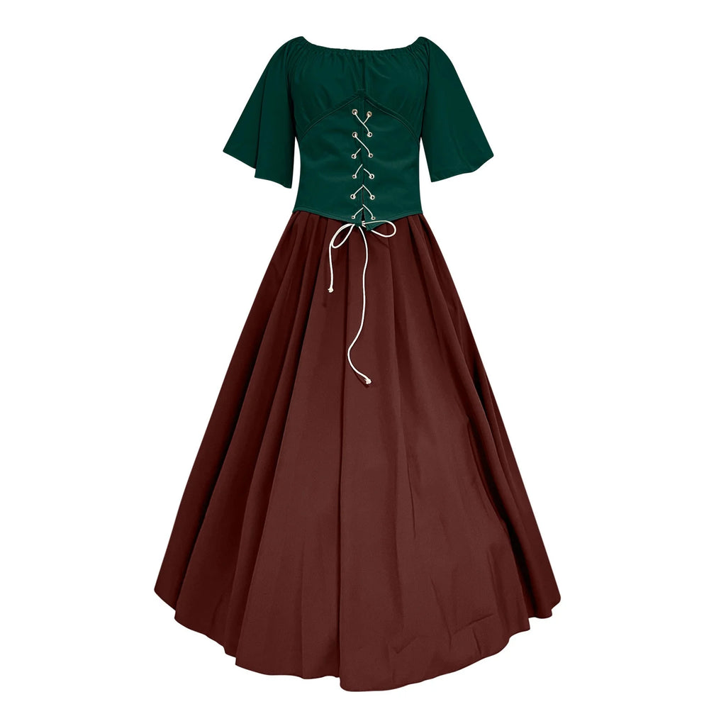 UPPADA Womens Renaissance Faire Dresses Medieval Irish Traditional plus Size Dresses Ruffle over Dress Corset Retro Cosplay Gown