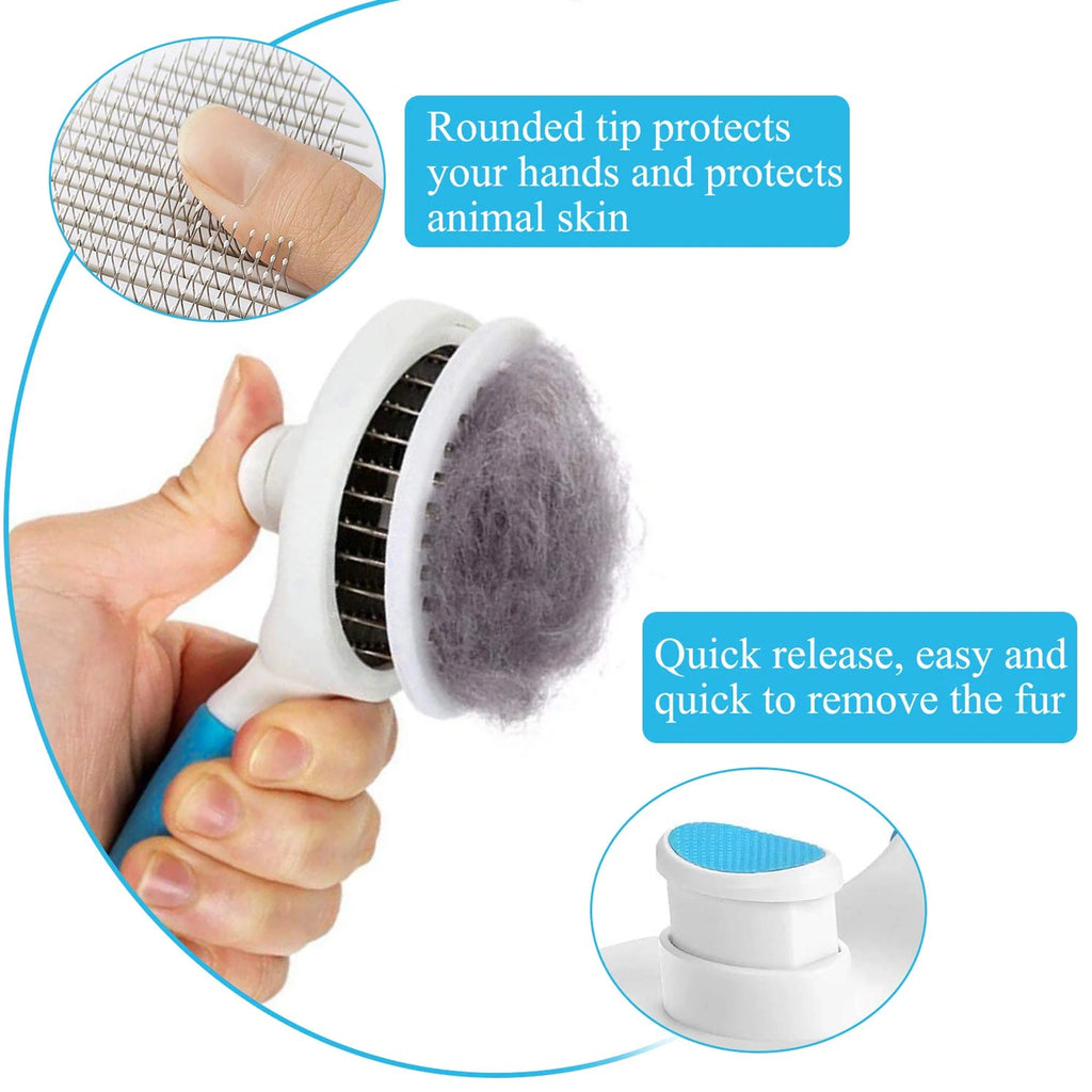 Cat and Dog Brush, Self Cleaning Deshedding Tool for Undercoat, Mats, Knots, Flakes - All Hair Lengths